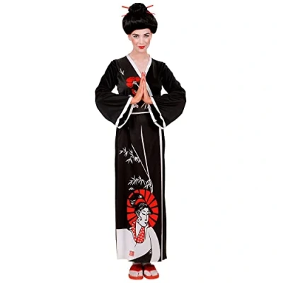 Afbeelding van Widmann Geisha Kostuum Sierlijke Vrouw Zwart XL Carnavalskleding Verkleedkleding