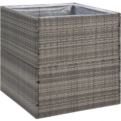 Afbeelding van Plantenbak 80x80x80 cm poly rattan grijs