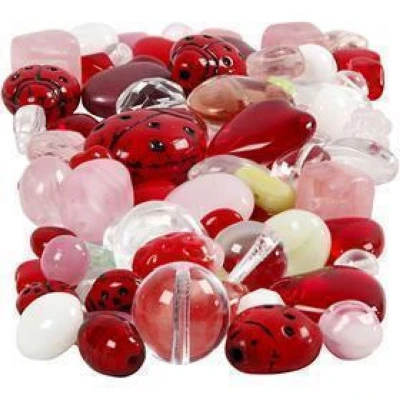 Afbeelding van Creativ Company Glazen Kralen Divers Lieveheerstbeestje, Hart, Blaadjes, 60 gram