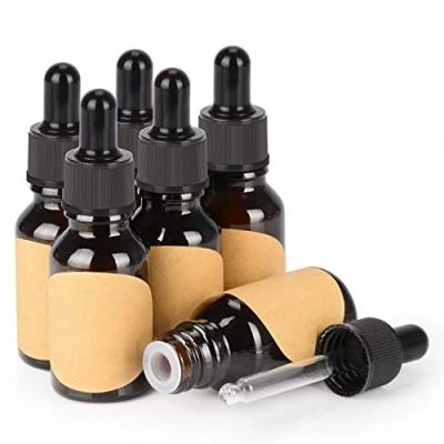 Afbeelding van stonylab 6 Pack Glazen Druppelflesje, Lege Fles met Druppelaar, Binnenste Plug en Label voor Etherische Oliën Aromatherapie Geuren (15 ml, Bruin)