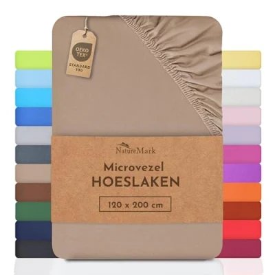 Afbeelding van NatureMark Microvezel SPANNBETTLAKEN voor een speciale prijs! vele maten en kleuren Merkartikelen (120x200 cm, zand/beige)