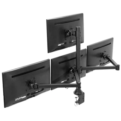 Afbeelding van VIVO Stalen Quad LED LCD Computer Monitor Heavy Duty Bureaubevestiging, 3 Plus 1 Volledig Verstelbare Standaard, Geschikt voor 4 Schermen tot 32 inch, STAND V104A