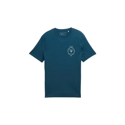 Afbeelding van TOM Tailor Denim Tshirt print, Heren, Maat: XL, Deep pond green