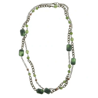 Afbeelding van Behave ketting lange groen goud kleur minimalistisch 120 cm