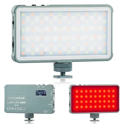 Afbeelding van MOJOGEAR Lumi RGB LED lamp 6.5W Mini Stevig metaal 1500 mAh batterij Krachtige voor camera / studio video en wit/geel licht Grijs