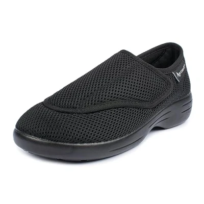Afbeelding van Aerosoft Reha schoen Stretch 17 dames heren breedte G H klittenbandsluiting antislip, Zwart, 42 EU