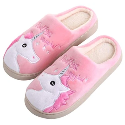 Afbeelding van Katara Uniseks pluizige platte pantoffels, Eenhoorn Pink Magic, 38/39 EU