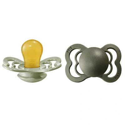 Afbeelding van BIBS Supreme Speen verpakking van 2 stuks. BPA vrij, Symmetrische speen. Natuurlijk rubberlatex, Maat 1 (0 6 maanden), Sage/Hunter Green