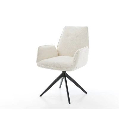 Afbeelding van Draaistoel Zoa Flex kruisframe breed zwart bouclé wit 360 draaibaar