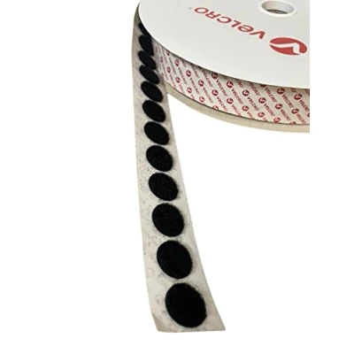 Afbeelding van VELCRO® Brand Black Stick On Coins Keuze uit Hook &amp; Loop 22mm, Sticky Dots Dubbelzijdig Zelfklevende Pads, Munten, Sterke Stippen (Loop, 10 Munten)