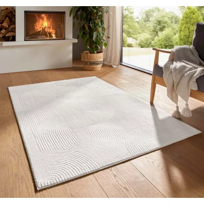 Afbeelding van Zacht Vloerkleed Fuzz Waves Crème 60x120 Cm