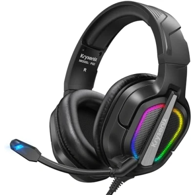 Afbeelding van Krysenix PG2 RGB gaming headset voor PS4/PC/Xbox/Nintendo Switch, PS5 met microfoon, hoofdtelefoon ruisonderdrukkende 3,5 mm aansluiting, zwart