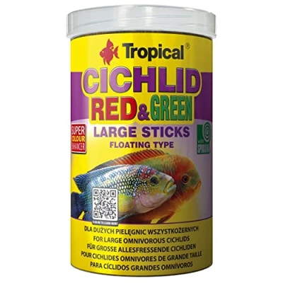Afbeelding van Tropical Cichlide Red &amp; Green Sticks Large 1 Liter Visvoer