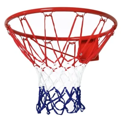 Afbeelding van HOMCOM basketbalring met net, basketbalnet, stalen buis + nylon, rood blauw wit, ø46 cm