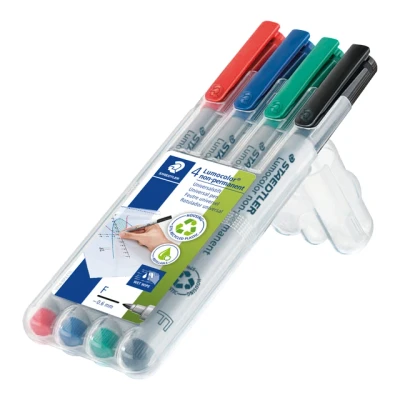 Afbeelding van Set Staedtler OHP Lumocolor niet permanent markers, gekleurd (zwart/rood/blauw/groen)