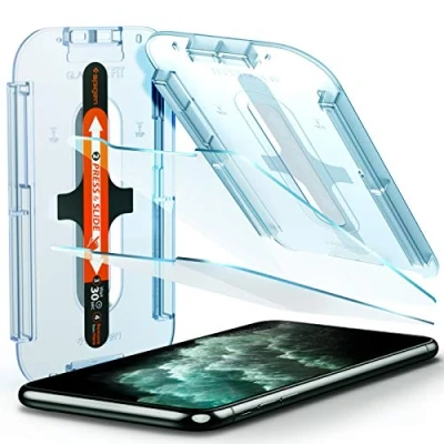 Afbeelding van Spigen, 2 stuks, Screenprotector iPhone 11 Pro Max / XS Max, Glas.tR EZ FIT, met sjabloon voor installatie, 9H gehard glas, hoesvriendelijk, beschermglas Max(065GL25359)