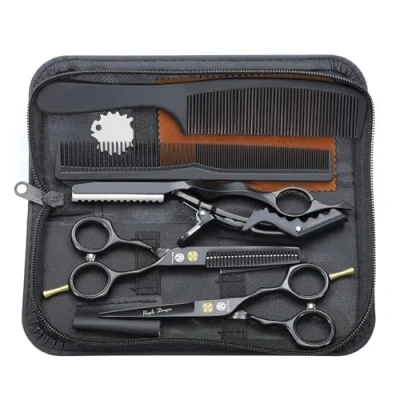 Afbeelding van Purple Dragon Hair Scissors 5.6inch Professional Kappersschaar Set Perfect kapsel voor dames en heren Slijpschaar kapper/kapper/beginners black