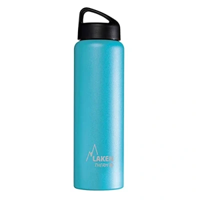 Afbeelding van Laken klassieke thermische fles roestvrij staal 18/8, vacuümisolatie met dubbele wand en brede mond, lichtblauw, 1000 ml