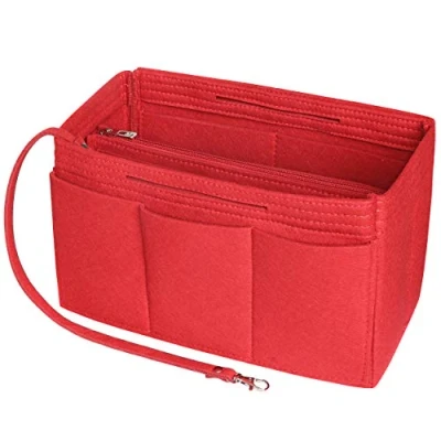 Afbeelding van Soyizom Vilten handtasorganizer, bag in organizer handtas voering, draagtas past de Speedy 25 40 en Neverfull (6 kleuren, 3 maten), Rood, Large:30(L)x 15(W) x 16(H)CM