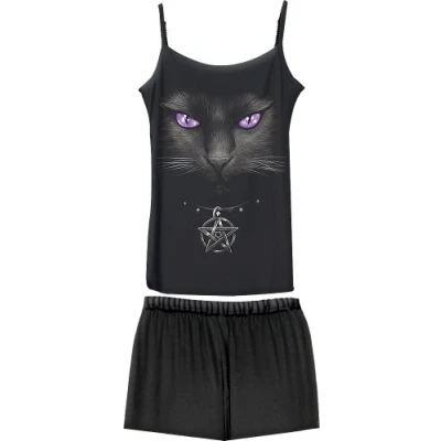 Afbeelding van Spiral Dames HELDERE OGEN 4st Gothic Pyjama Set, Zwart, XXL