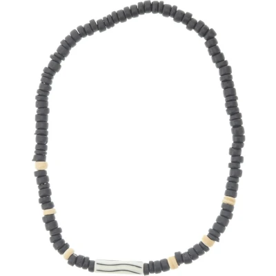 Afbeelding van Behave ketting zwart houten kralen elastisch surf 40 cm