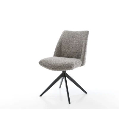 Afbeelding van DELIFE Draaistoel Elso Flex bouclé zilver grijs kruisframe breed zwart 360 draaibaar rocker functie pocketveer kern