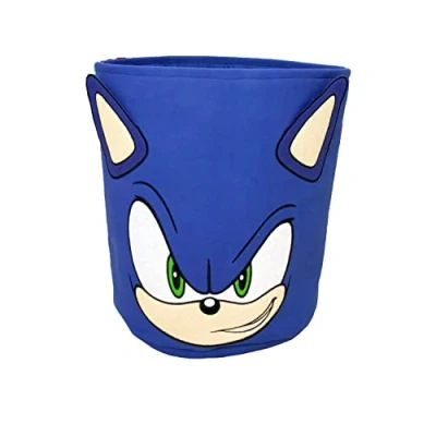 Afbeelding van Character World Sonic the Hedgehog Officiële opbergbak, Head Design, speelgoeddoos, wasmand, organizer voor kinderkamer, speelkamer, 38 x 31 cm, canvas van katoen