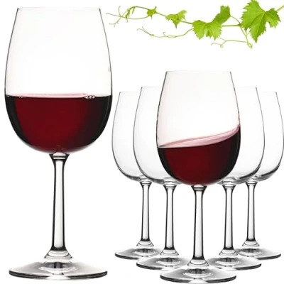 Afbeelding van PLATINUX Rode wijnglazen, 350 ml, set 6 delige bordeauxglazen van kristalglas, vaatwasserbestendig