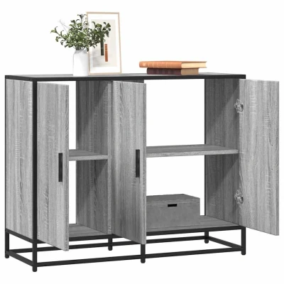 Afbeelding van vidaXL Dressoir 94x35x76 cm bewerkt hout grijs sonoma eikenkleurig