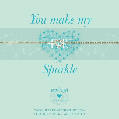 Afbeelding van heart to Get bracelet, gold plated, open zirkon small, you make my sparkle