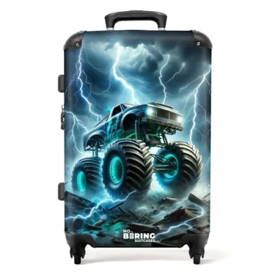 Afbeelding van NoBoringSuitcases.com® Kindertrolley jongens met monstertruck Reiskoffer kinderen 20 kg bagage