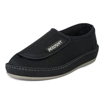 Afbeelding van Aerosoft Klittenbandschoen 6072 4P dames heren pantoffel breedte G H antislip, zwart, 36 EU