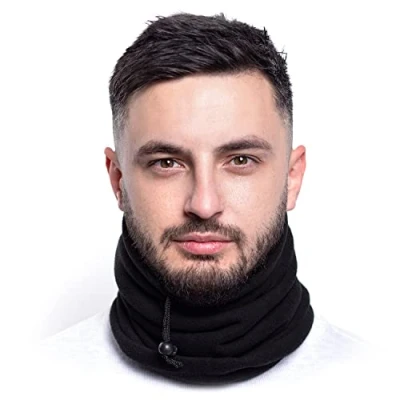 Afbeelding van ... Karl Love halswarmer voor heren en dames, uniseks, fleece, nekwarmer, winter, multifunctioneel, colsjaal, warm, dik, halsbescherming, sport, muts sneeuwband, winddicht, elastisch zwart Taille unique