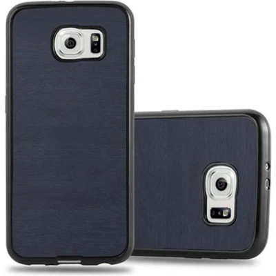 Afbeelding van Cadorabo Hoesje geschikt voor Samsung Galaxy S6 in WOODEN BLAUW Beschermhoes gemaakt van flexibel TPU silicone Case Cover