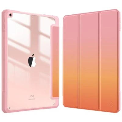 Afbeelding van Fintie Hybride hoes voor 10,2 inch iPad 9e generatie 2021/8e 2020/7e Gen 2019 met penhouder stootvaste beschermhoes transparante harde schaal aan de achterkant, zonsondergang ombre