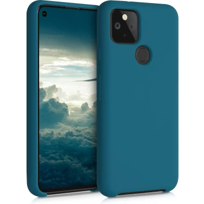 Afbeelding van kwmobile telefoonhoesje geschikt voor Google Pixel 5 Hoesje met siliconen coating Smartphone case in mat petrol
