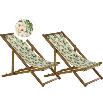 Afbeelding van Beliani ANZIO Tuinligstoel Roze Polyester, Acaciahout