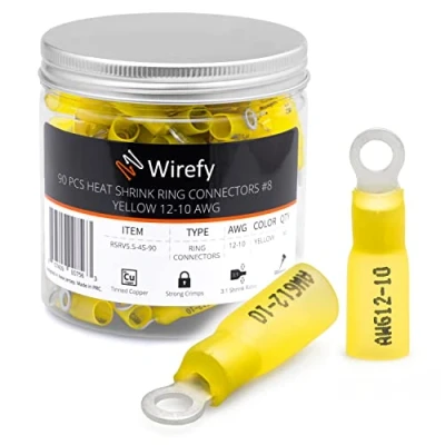Afbeelding van Wirefy 90 Stuks M4 Kabeloog Kabelschoenen Krimpkous Auto&#039;s Rond Connector Kit Geïsoleerd 4 6 mm²