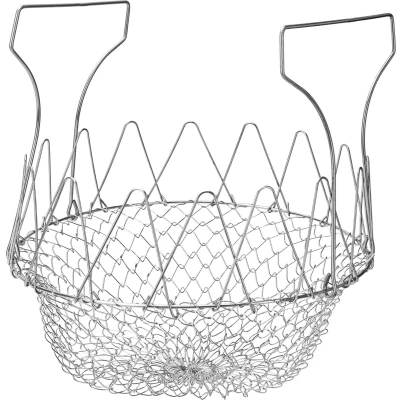 Afbeelding van Belle Vous Roestvrijstalen Vouwbare Frituurmand Zeef/Strainer Keuken Kook Gereedschap Draadgaas Net Voedselmand voor Frituren van Friet/Patat, Stomen en Afgieten Groentes Fruit