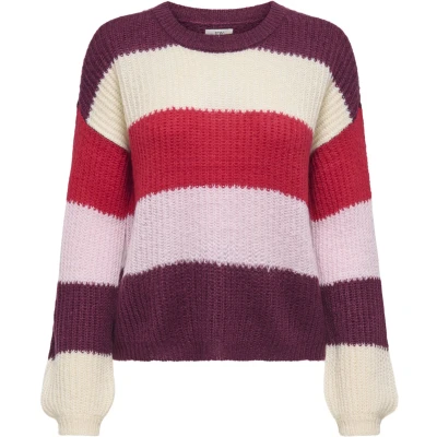 Afbeelding van Jacqueline de Yong Trui Jdybadut L/s Pullover Knt 15211499 Maroon Banner/whitecap Dames Maat S