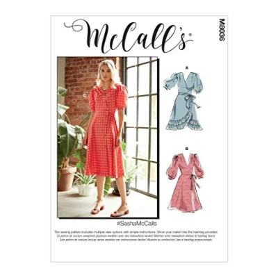 Afbeelding van McCalls Patroon M8036E5 Misses&#039; Jurken &amp; Sjerp, Papier, Diverse, E5 (14 16 18 20 22)