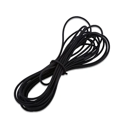 Afbeelding van Hakeeta Elastisch koord 5 mm/10 mm, slijtvast, lange levensduur, voor tenten, tassen, bagage, sportuitrustingen, motorbagage, vrachtwagenzeil, latexdraad, polypropyleenvezel (zwart, mm x 10 m)