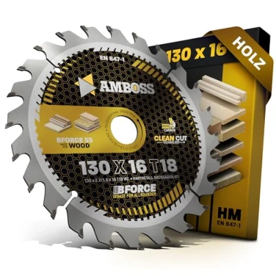 Afbeelding van HM cirkelzaagblad 130x16 Z18 wisseltand voor hout zaagsnede. AMBOSS WERKZEUGE® zaagblad van 130 mm comp. Bosch PKS 14.4 V. 38. 40. 40 S en 43 SKIL 5140. 5240 5740 enz.