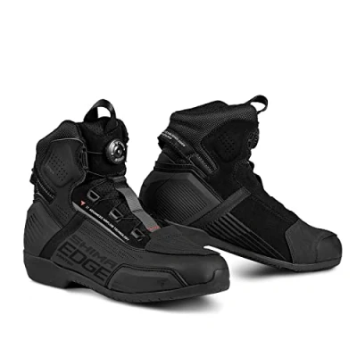 Afbeelding van SHIMA EDGE geventileerde motorschoenen voor heren ademende, versterkte straatrijschoenen met ATOP sluitsysteem, enkelsteun, antislipzool, Gear Pad (zwart, 7,5)