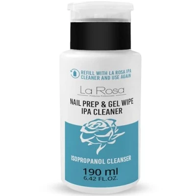Afbeelding van LaRosa Nagelreiniger 190ml Isopropanol IPA Ontvetter voor Nagels Gemakkelijke pompdispenser precieze en zuinige toepassing NAIL PREP &amp; GEL WIPE Cleaner Gelnagels