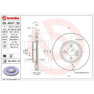 Afbeelding van Brembo Remschijf 09.A047.31