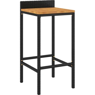 Afbeelding van 9 Delige Tuinbarset Poly Rattan En Massief Acaciahout Zwart 5 / 110 cm tafellengte
