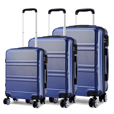 Afbeelding van Kono Bagagesets van 3 Delig Lichtgewicht 4 Spinner Wielen Koffer met Harde 20&quot;/24&quot;/28&quot;(marine set)