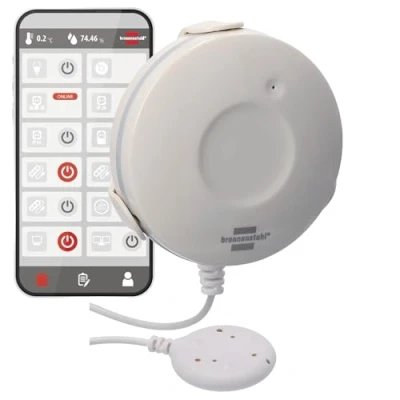Afbeelding van Brennenstuhl Connect Zigbee watermelder WM CZ 01 (watersensor waarschuwt bij waterschade, onmiddellijke melding via app en signaaltoon, voor badkamer/keuken/kelder, CR2 batterij inbegrepen)