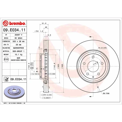 Afbeelding van Brembo Remschijven 09.E034.11